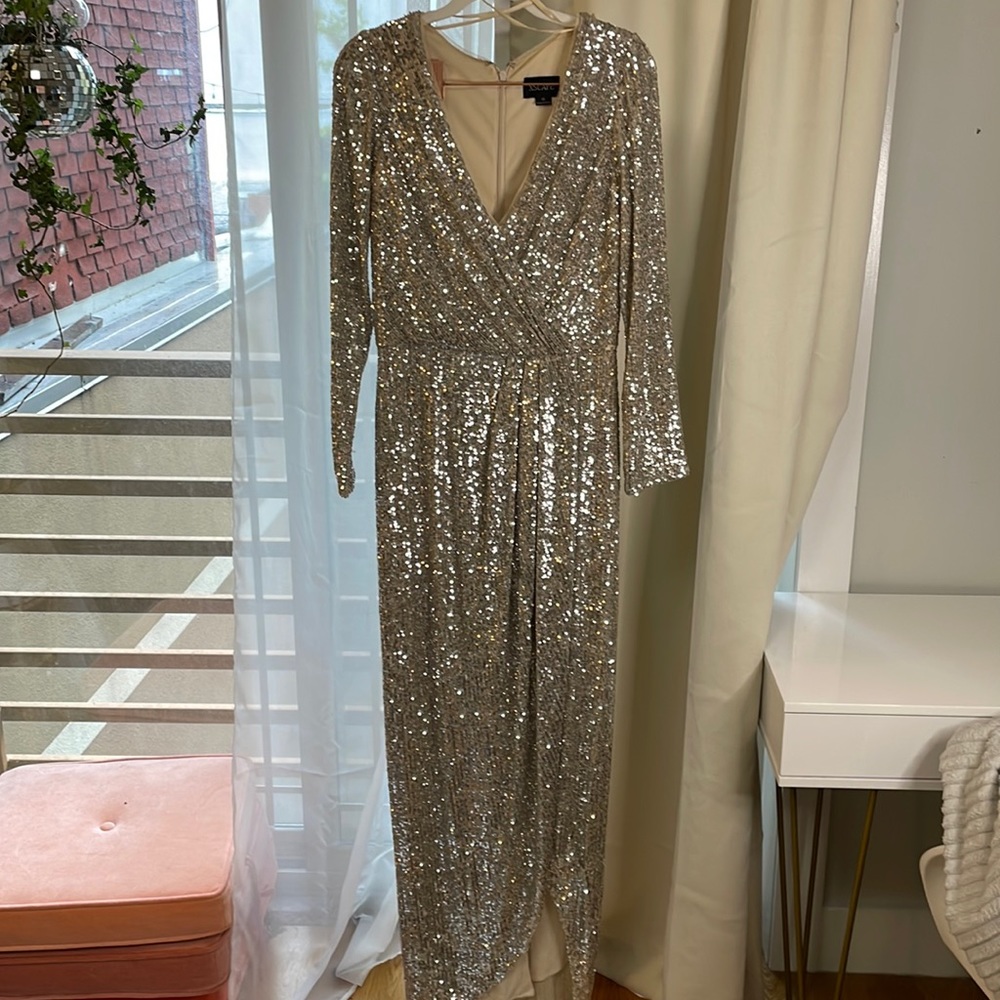 XSCAPE sequined formal dress